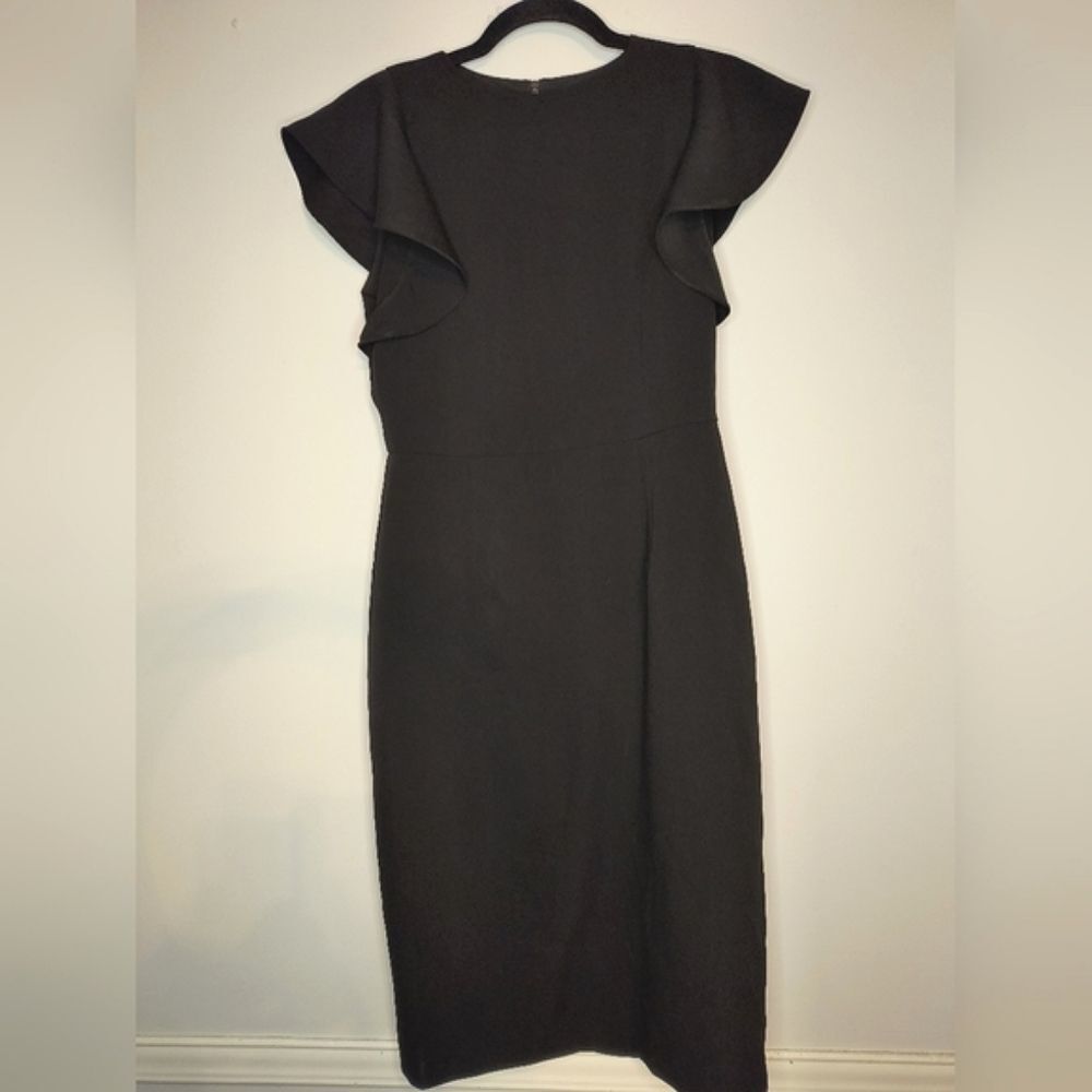 Retro Black Flutter Ruffle Cap Sleeve Dress Size 8 Chelsea28